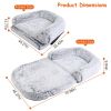 Large Foldable Human Size Dog Bed With Pillow Blanket Flurry Plush Napping Human-Sized Dog Bed