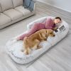 Large Foldable Human Size Dog Bed With Pillow Blanket Flurry Plush Napping Human-Sized Dog Bed
