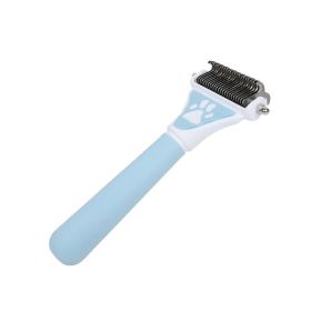 Dog Brush Pet Hair Remover Double Sided Open Knot Comb Dog Dematting Tool Deshedding Dog Brush (Color: Blue)
