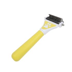 Dog Brush Pet Hair Remover Double Sided Open Knot Comb Dog Dematting Tool Deshedding Dog Brush (Color: Yellow)